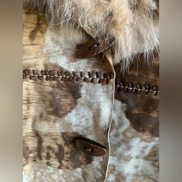Custom Made Calf Hair Cow Print Detachable Fur Jacket Western Boho Chic - Picture 5 of 15